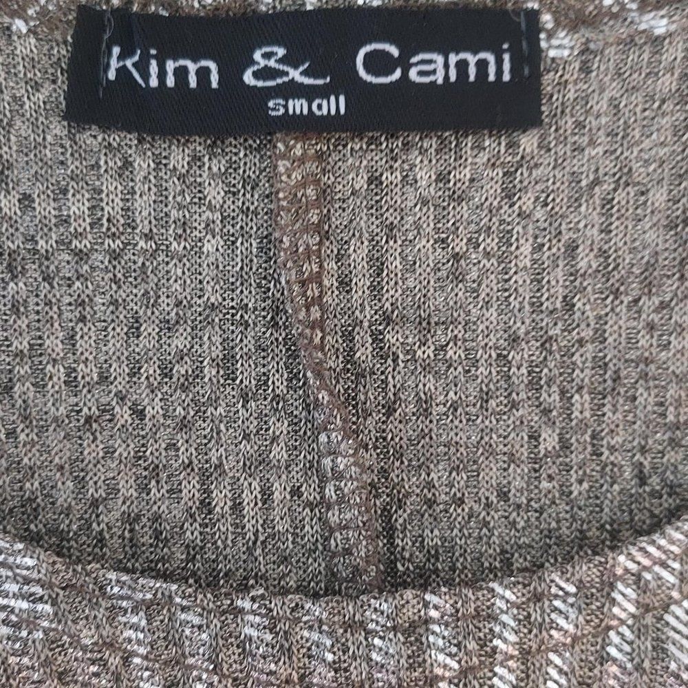 Kim & Cami Women's Ribbed Shimmer Metallic Long Sleeve Blouse Size Small NWOT - Picture 7 of 10